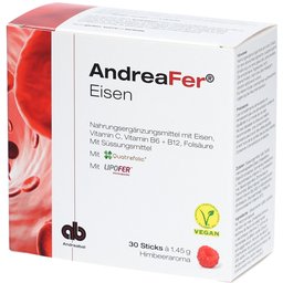 AndreaFer Fer complément avec fer, vitamines C, B6, B12 et acide folique