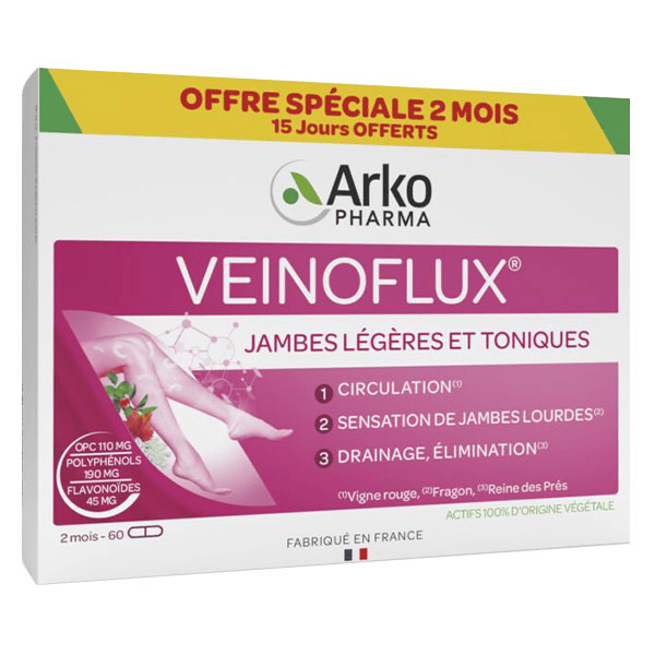 Veinoflux Jambes Légères Circulation Vigne Rouge 60 gélules