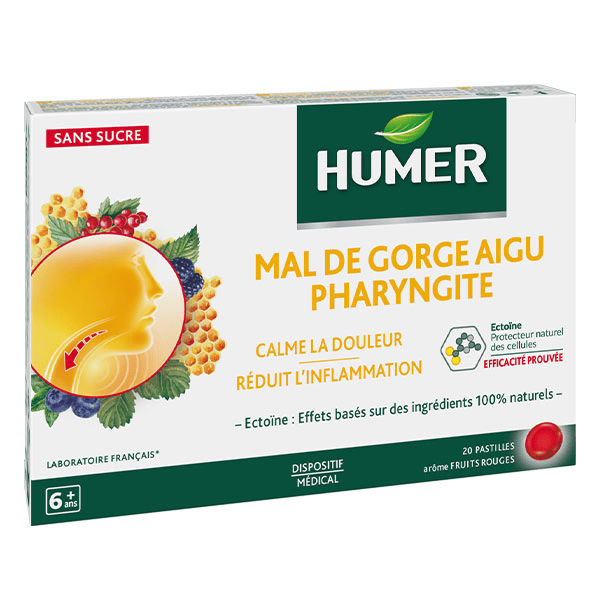 Mal de Gorge Aigu Pharyngite Fruits Rouge dès 6 ans 20 pastilles