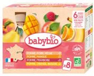 100% Fruits 6 Mois et + Bio Gourdes 8 x 90 g - Carton 8 gourdes de 90 g