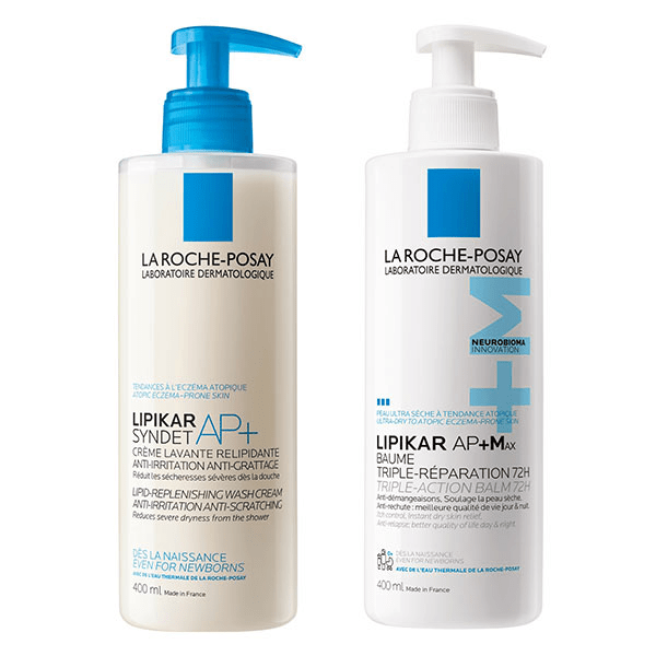 La Roche-Posay Lipikar Routine Peau Atopique Syndet AP+ Crème Lavante 400ml & Baume AP+MAX 400ml