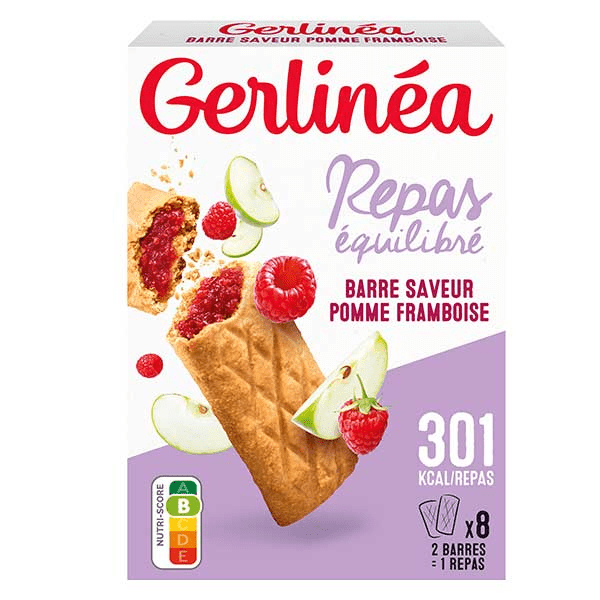 Repas Minceur Barres Fourrées Pomme et Framboise 8 x 45g