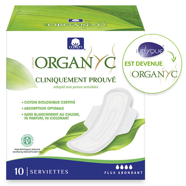 Serviette Flux Abondant Coton Bio 10 unités