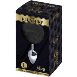 Anal Pleasure Plug Lisse Métal Pompon Noir Taille L 1ut
