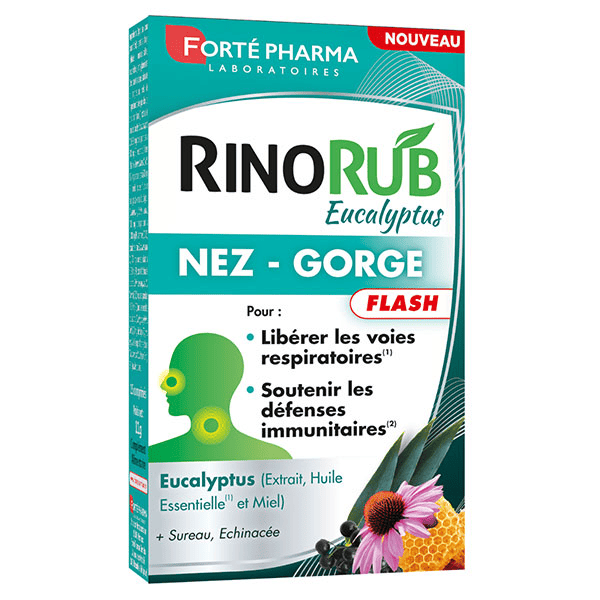 RinoRub Rhume Nez Toux Gorge Eucalyptus 15 comprimés