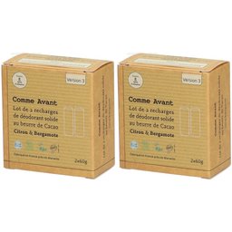 Comme Avant Déodorant Solide Citron & Bergomote Lot de 2 Recharges