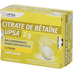 Citrate DE Betaine Citron 2G Sans Sucre, comprimé effervescent édulcoré à la saccharine sodique