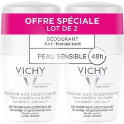 Lot*2 Déodorant Anti-Transpirant 48H - Roll-On Peau Sensible 2 x 50 ml
