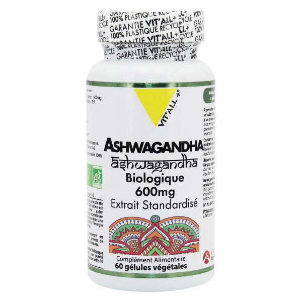 Ashwagandha Biologique Extrait Standardisé 600mg - 60 gélules végétales