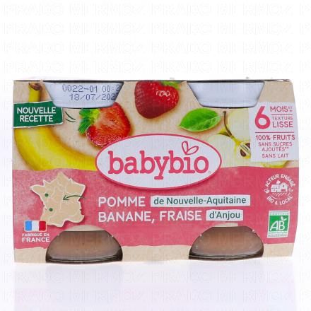 Fruits - Pot pomme banane fraise bio +6mois 2x130g