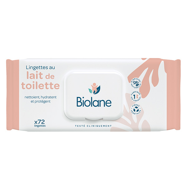Lingettes au Lait de Toilette Nettoie Hydrate Protège 72 unités