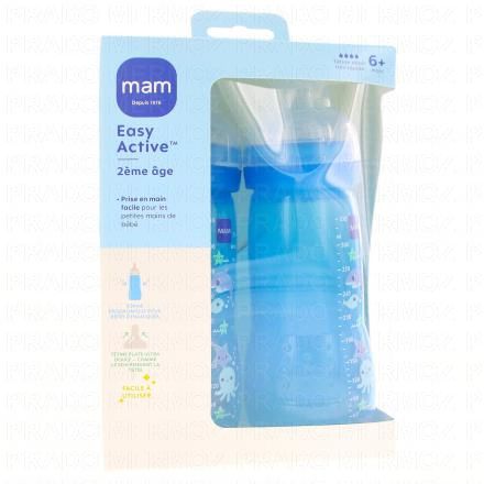 Easy Active - Biberon 2ème âge 330ml turquoise x2