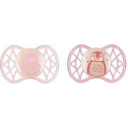 Sucette Symétrique Silicone 0M+ Glow Pink 2uts
