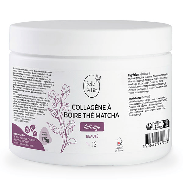 Anti âge Collagène marin à boire Thé matcha 175g