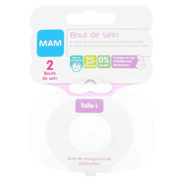 Allaitement Bout de Sein Silicone Taille L Lot de 2 + Boîte de Stérilisation
