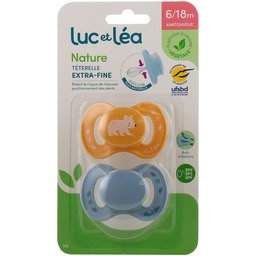 Luc et Léa Set Nature Sucette Téterelle Extra Fine 6-18m 2uts