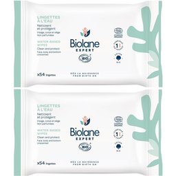 Biolane Expert - Lingettes à l'Eau Bio - Peaux Sensibles - 54 lingettes