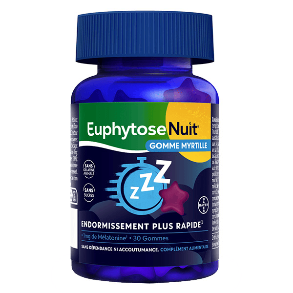 EuphytoseNuit Gomme Myrtille Sommeil Mélatonine 30 Gommes