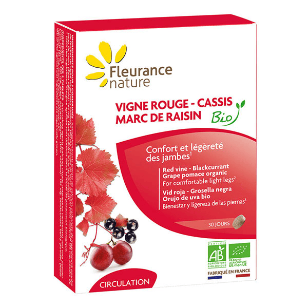- Circulation - Vigne rouge cassis marc de raisin Bio - 90 comprimés