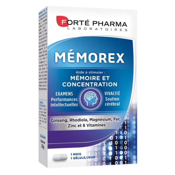 Mémorex Mémoire et Concentration Magnésium Zinc Rhodiola 30 gélules