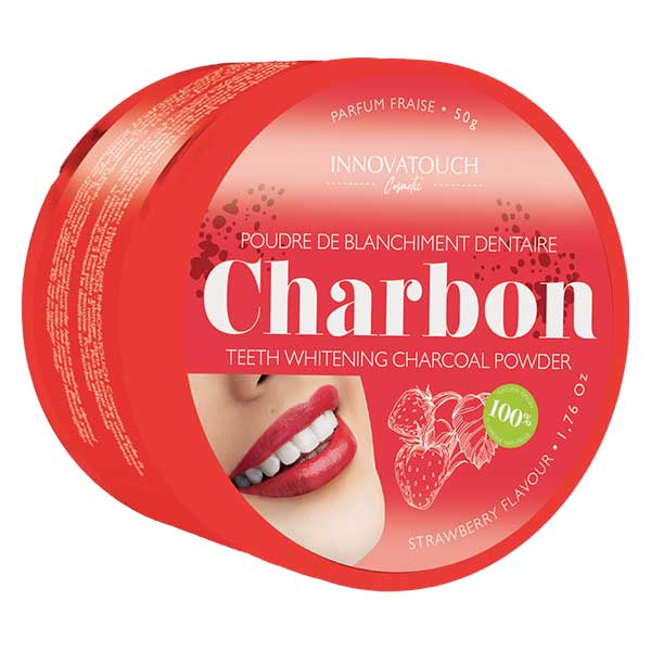 Poudre de blanchiement dentaire au charbon parfum Fraise