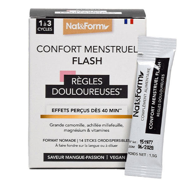 Nat&Form premium Confort Menstruel Flash 14 sticks orodispersibles