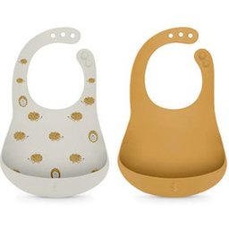 Babero Soft & Flexible Silicona Beige Amarillo +4M 2uds