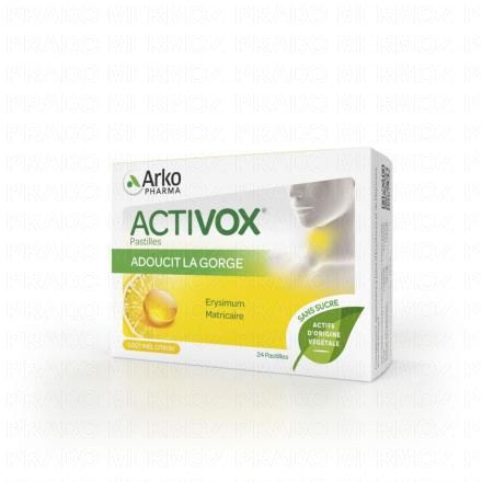 Activox sans sucre arôme miel citron etui de 24 pastilles
