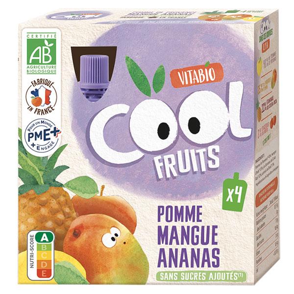 Cool Fruits Pomme Mangue Ananas Acérola Bio 4 x 90g