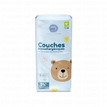 Couches hypoallergéniques taille 4+ - 9 à 20kg x44 couches