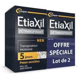 - Déodorant Détranspirant - Traitement Transpiration Excessive - Aisselles - Homme - Peaux Sensibles - 15 ml - Lot de 2