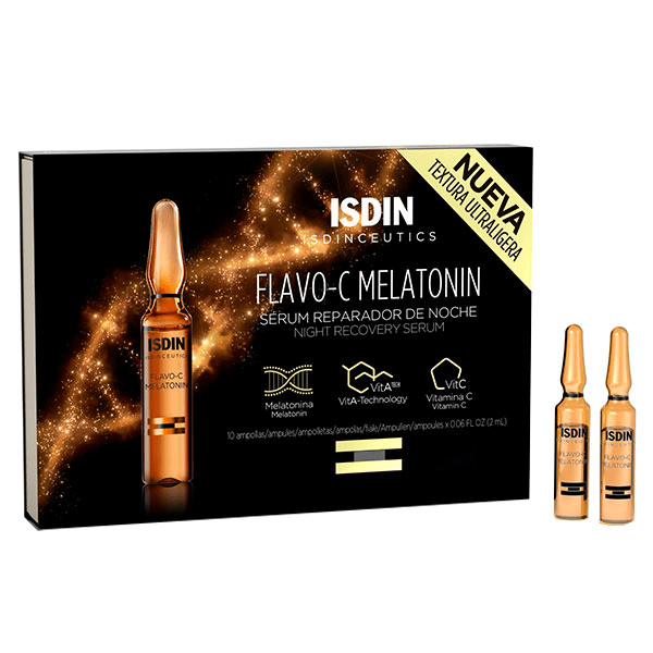 Isdinceutics Flavo-C Melatonin Sérum Visage Nuit Réparateur Antioxydant Vitamine C 10 x 2ml