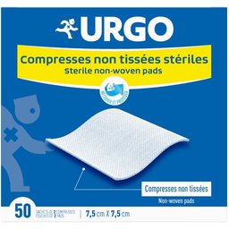 Compresses Non Tissées Stériles 7,5cm x 7,5cm 2x50 Unités