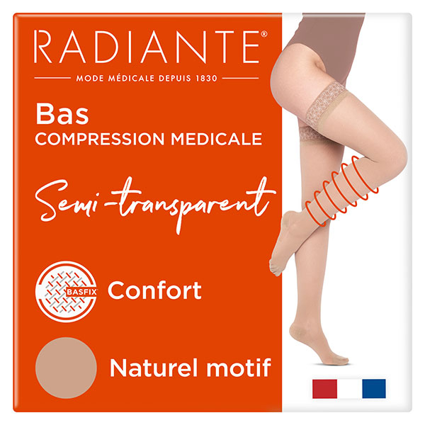 Bas de compression Semi-transparent Naturel motif MicroVoile Taille 2 Classe 2