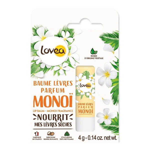 - Baume À Lèvres - Monoï - Lèvres Sèches - Au Beurre De Karité 4g