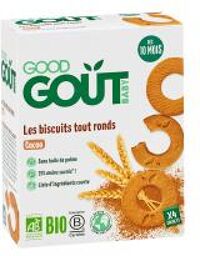 Biscuits Bio Tout Ronds au Cacao pour Bébé dès 10 Mois - 20 Unités - Boîte 4 sachets de 5 biscuits