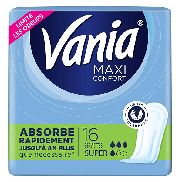 Maxi Serviettes Périodiques Non Parfumé Super 16 protections