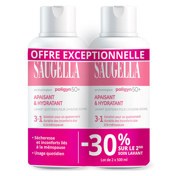 Poligyn Ménopause 50+ Apaisant Emollient Soin lavant intime - 2x500ml
