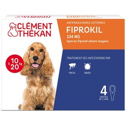 Anti-Puces et Anti-Tiques pour Chien Moyen (10-20kg) - Elimine les parasites - Protège votre animal - 4 Pipettes Spot On