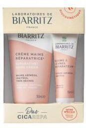 Crème Mains Réparatrice Mains Abîmées Irritées Très Sèches 50 ml + Baume à Lèvres Réparateur Lèvres Abîmées Irritées Bio 15 ml - Coffret