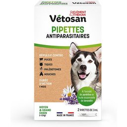 Clement Thekan Anti-Puces Anti-Tiques Chien Moyen et Grand Chien 2 Pipettes