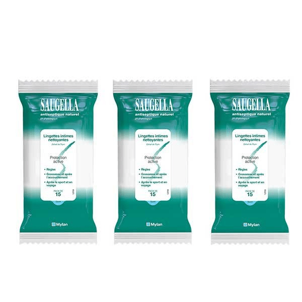 Antiseptique Naturel Lingette Intime Nettoyante - Lot de 3 x 15 unités