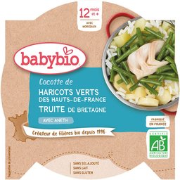 Cocotte DE Haricots Verts DES Hauts-De-France Truite DE Bretagne À L'aneth dès 12 mois