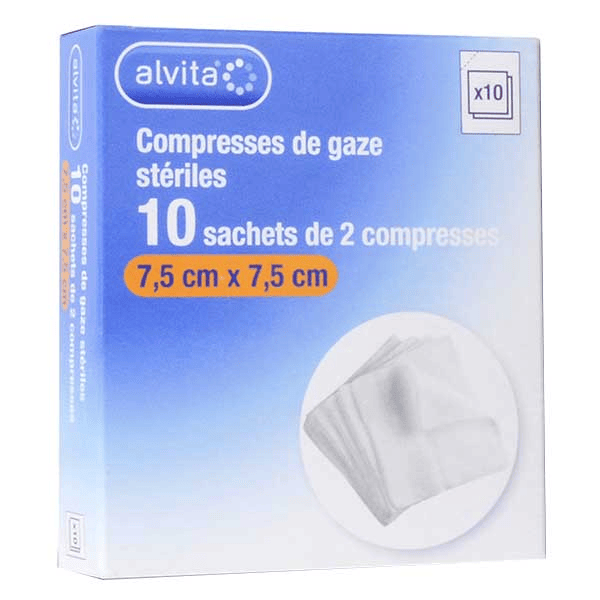 Compresse Gaze 7,5 x 7,5cm Lot de 10 x 2 unités