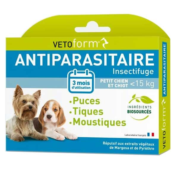 Antiparasitaire Petit Chien -15kg 3 pipettes