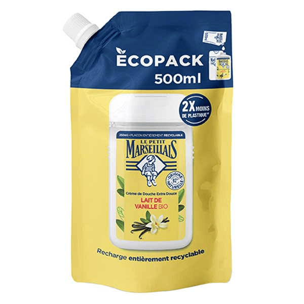 Recharge Crème de Douche Extra Douce Lait de Vanille 500ml