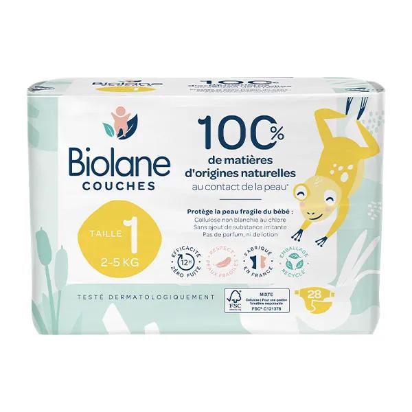 Couches Naturelles Taille 1 Ultra-Absorbant Pas de Fuite 28 unités