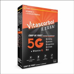 - Complément alimentaire avec édulcorants à base de vitamine C et de préparations de plantes - Booster physique  et intellectuel- 20 ampoules goût cassis