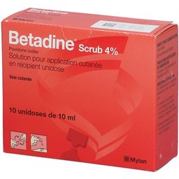 Bétadine - Scrub 4% - Solution pour application cutanée en récipient unidose - Voie cutanée - Unidoses - 10x10ml