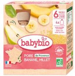 Poire Millet Banane 6 Mois et + Bio 4 Gourdes de 90 g - Boîte 4 gourdes de 90 g